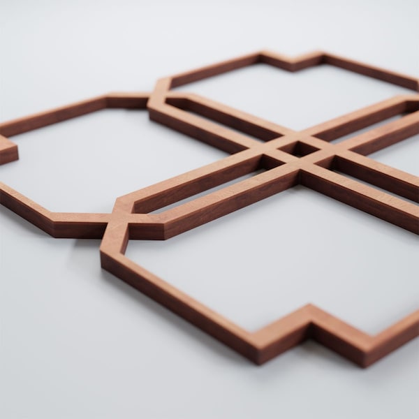 Ekena Millwork Small Englewood Decorative Fretwork Wood Wall Panels, Cherry, 11 3/8"W x 11 3/8"H x 3/8"T - WALW12X12X0375EWDCH