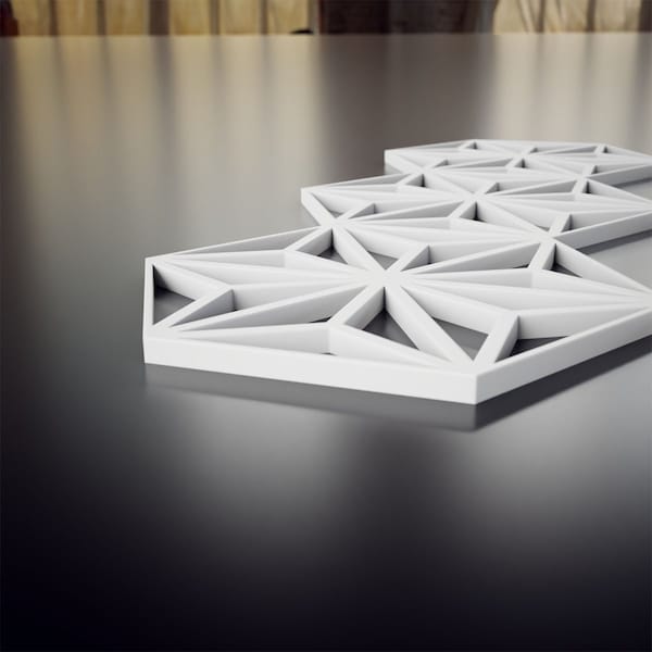 Ekena Millwork Extra Small Hampton Decorative Fretwork Wall Panels in Architectural PVC, 7 3/8"W x 8 1/2"H x 3/8"T - WALP08X08HMP