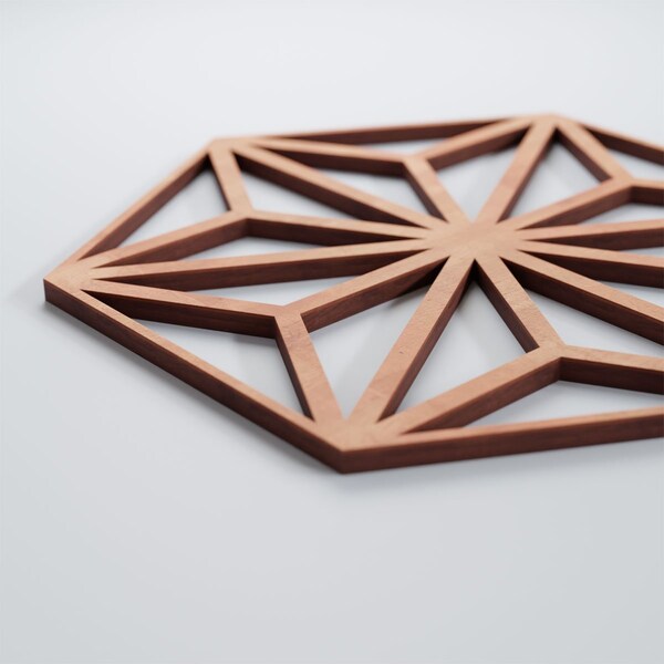 Ekena Millwork Small Hampton Decorative Fretwork Wood Wall Panels, Cherry, 11 3/8"W x 13 1/8"H x 3/8"T - WALW12X12X0375HMPCH