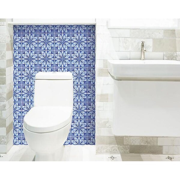 Homeroots 7 x 7 in. Blue Cloud Peel & Stick Removable Tiles - 400108