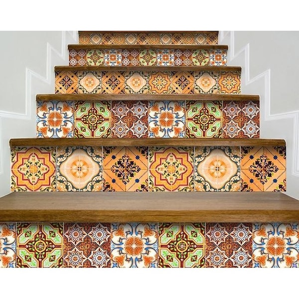 Homeroots 4 x 4 in. Golden Multi Orange Mosaic Peel & Stick Tiles - 400305