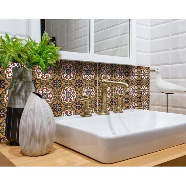Homeroots 4 x 4 in. Old World Ole Brown Peel & Stick Tiles - 400000