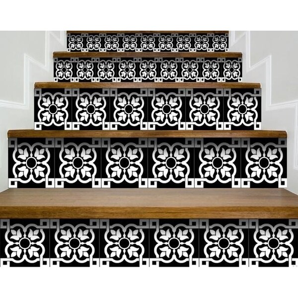 Homeroots 6 x 6 in. Black & White Stark Peel & Stick Removable Tiles - 399867