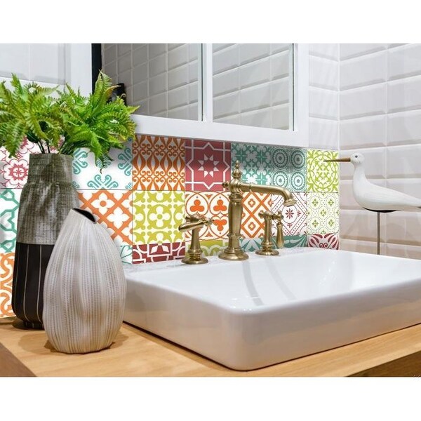 Homeroots 5 x 5 in. Muted Mint Green Brights Mosaic Peel & Stick Removable Tiles - 399856