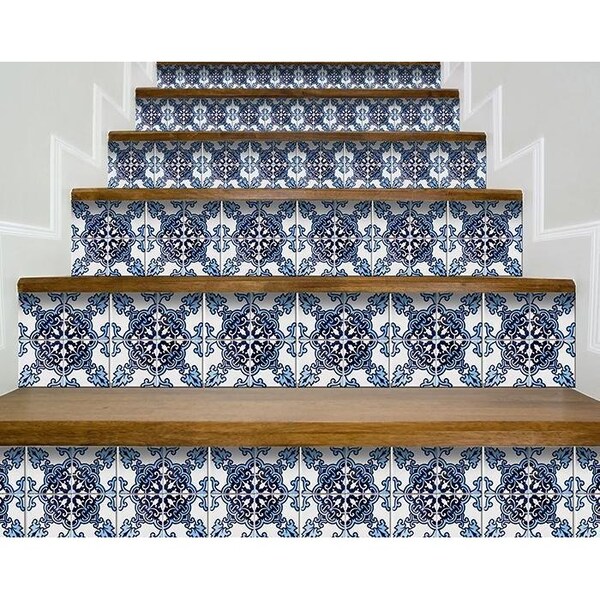 Homeroots 6 x 6 in. Blue Nelly Bluen Green Removable Peel & Stick Tiles - 400288