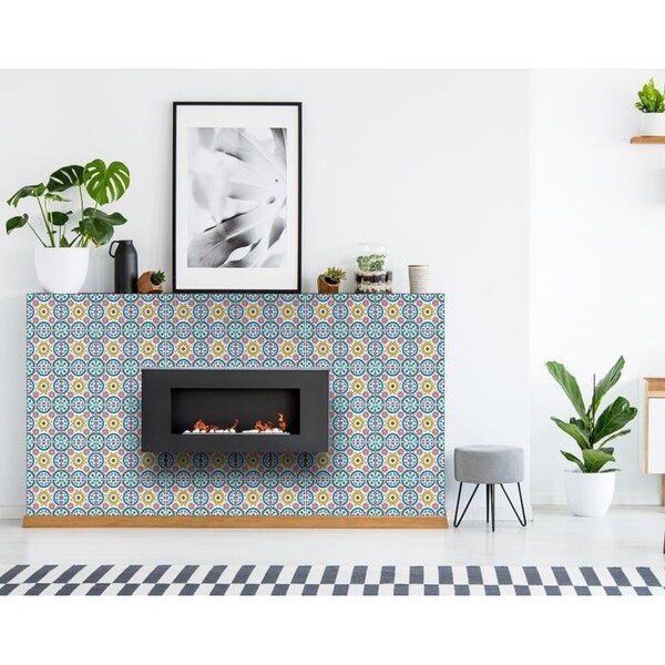 Homeroots 6 x 6 in. Raffia Gia Light Blue Removable Peel & Stick Tiles - 400412