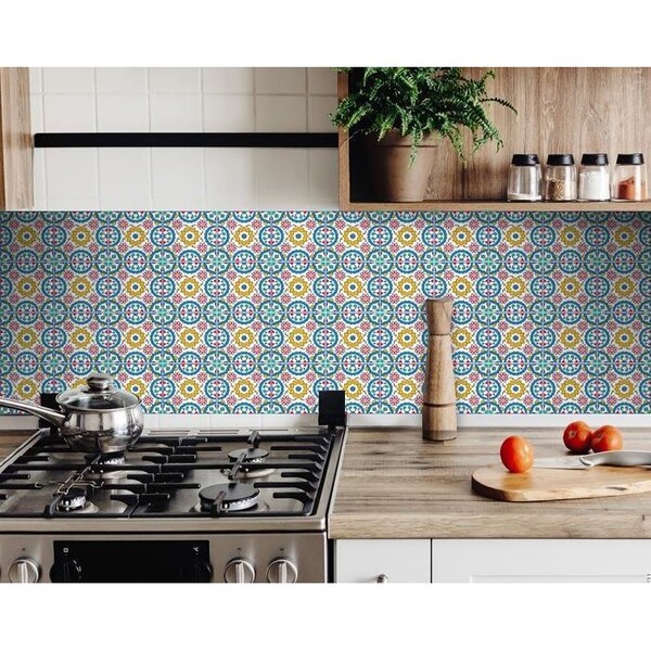 Homeroots 6 x 6 in. Raffia Gia Light Blue Removable Peel & Stick Tiles - 400412