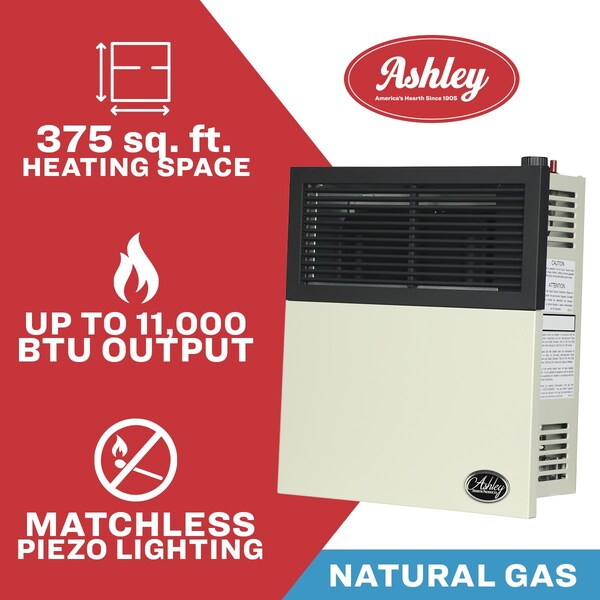 Ashley Hearth Products 11,000 BTU Direct Vent Natural Gas Wall Heater - DVAG11N