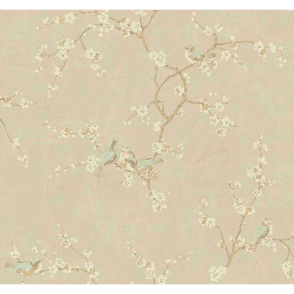 York Wallcoverings Birds with Blossoms Metallic Wallpaper Sample - HP0325SAM