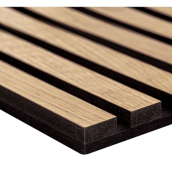 Msi 9.5 x 120 3D Natural Fluted Wood Slat Acoustic Sound Absorbing Wall Paneling, 176PK - ZOR-MD-0642P