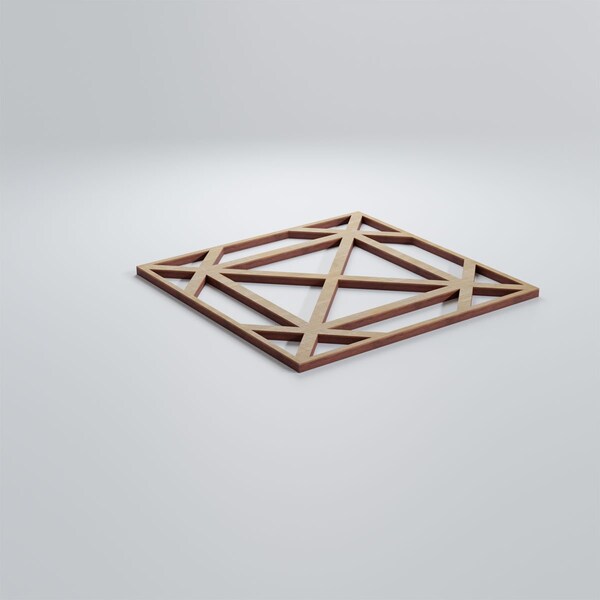 Ekena Millwork Small Buxton Decorative Fretwork Wood Wall Panels, Hickory, 11 3/8"W x 11 3/8"H x 3/8"T - WALW12X12X0375BUXHI