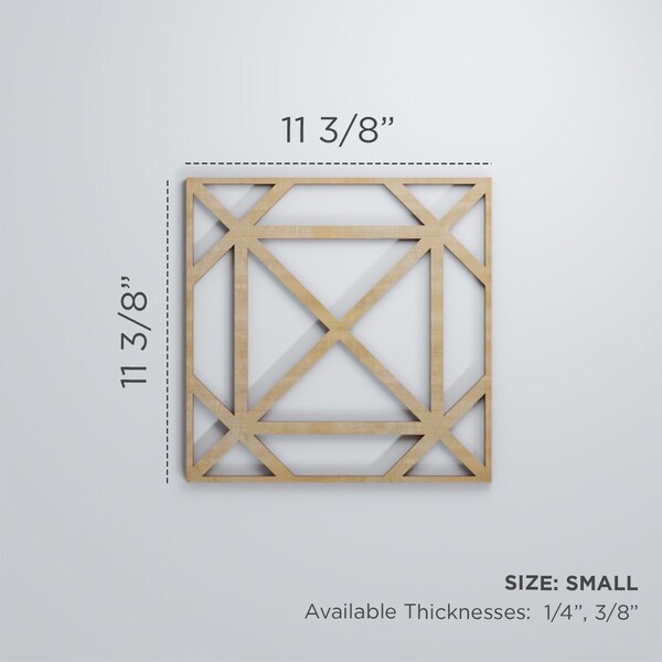 Ekena Millwork Small Buxton Decorative Fretwork Wood Wall Panels, Hickory, 11 3/8"W x 11 3/8"H x 3/8"T - WALW12X12X0375BUXHI