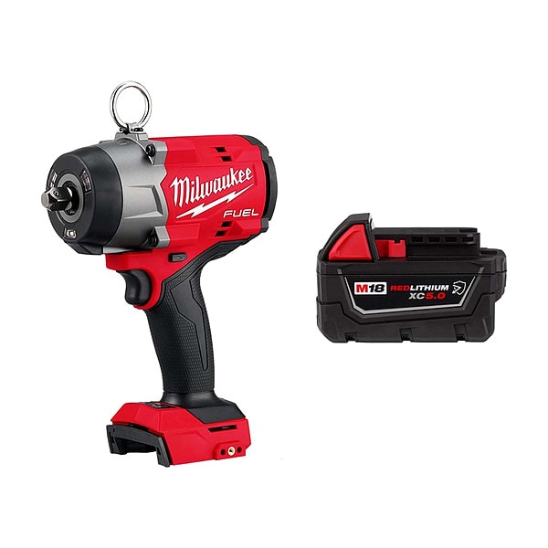 Milwaukee Tool M18 FUEL 1/2" HTIW + XC5.0 Res Battery - 2966-20, 48-11-1850R