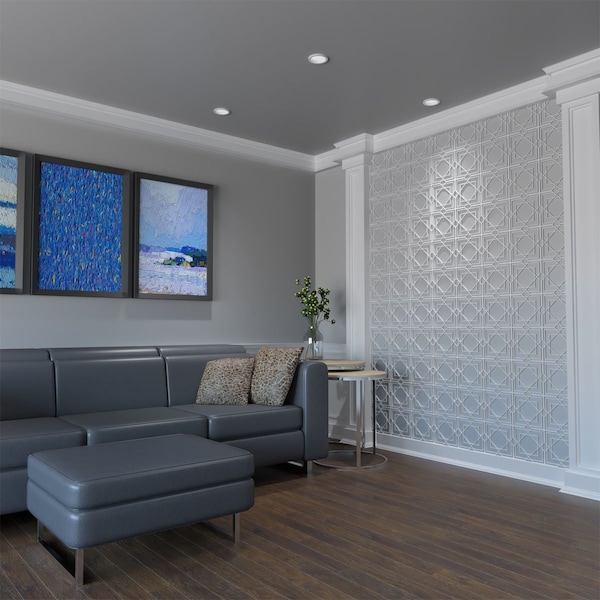 Ekena Millwork Extra Small Lakewood Decorative Fretwork Wall Panels in Architectural PVC, 7 3/8"W x 7 3/8"H x 3/8"T - WALP08X08LWD