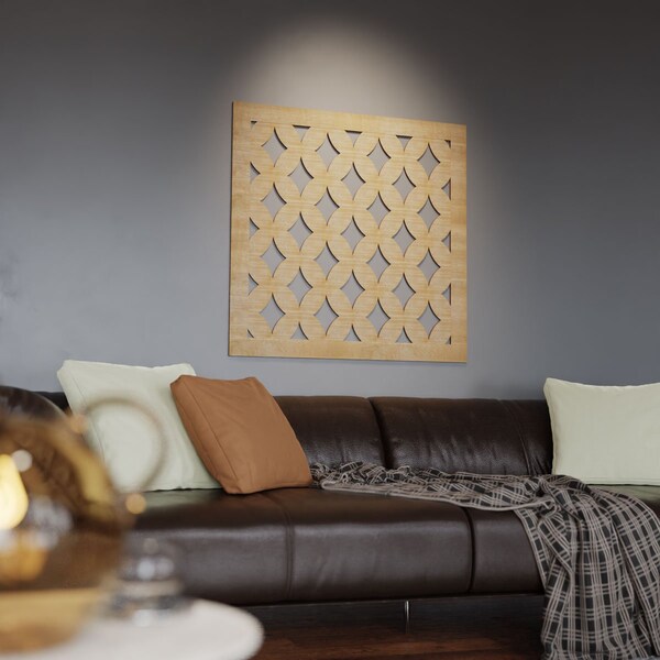 Ekena Millwork Extra Small Gresham Decorative Fretwork Wood Wall Panels, Cherry, 7 3/8"W x 7 3/8"H x 3/8"T - WALW08X08X0375GSHCH