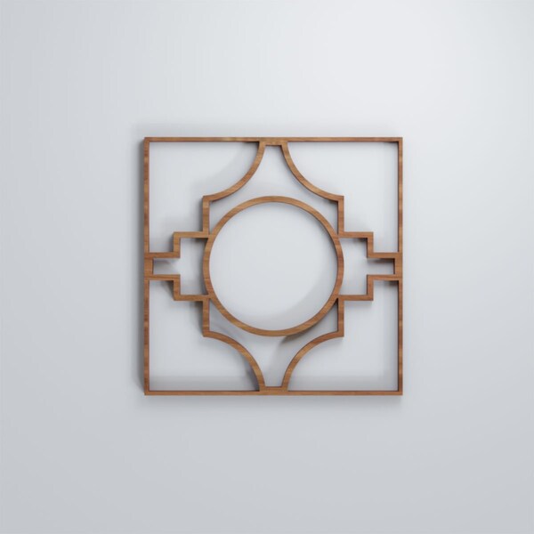 Ekena Millwork Extra Small Gypsum Decorative Fretwork Wood Wall Panels, Walnut, 7 3/8"W x 7 3/8"H x 3/8"T - WALW08X08X0375GYPWA