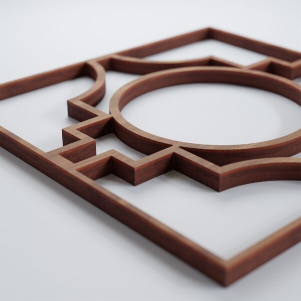 Ekena Millwork Extra Small Gypsum Decorative Fretwork Wood Wall Panels, Walnut, 7 3/8"W x 7 3/8"H x 3/8"T - WALW08X08X0375GYPWA