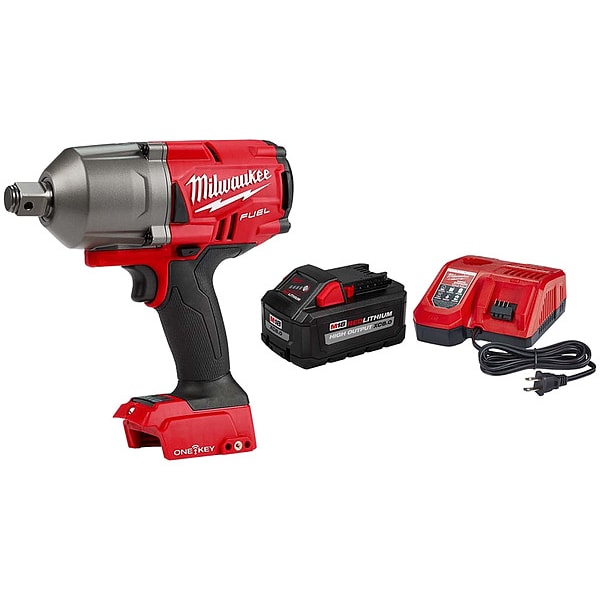 Milwaukee Tool Impact Wrench and Battery Kit, Drive Size 3/4 in Square, 18 V, Includes Battery/Charger - 2864-20, 48-59-1880