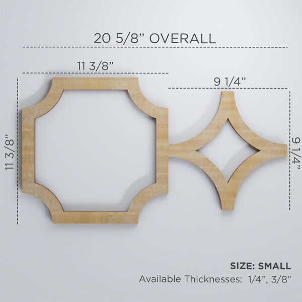 Ekena Millwork Small Anderson Decorative Fretwork Wood Wall Panels, Alder, 20 5/8"W x 11 3/8"H x 3/8"T - WALW12X12X0375ANDAL