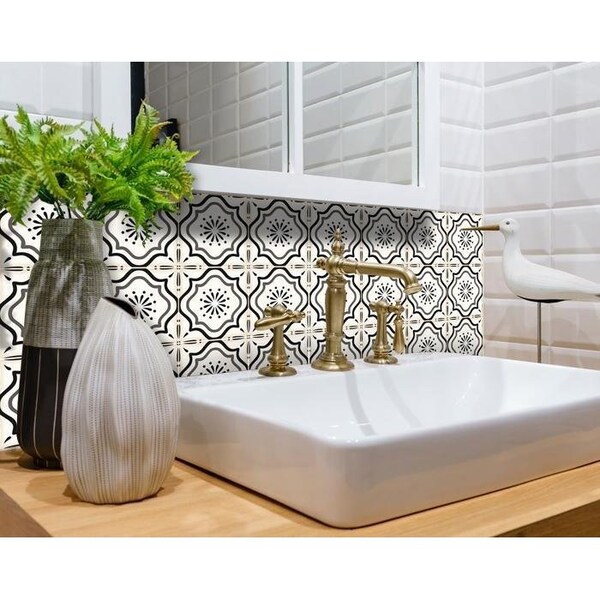 Homeroots 5 x 5 in. Glenda Sage Gray Removable Peel & Stick Tiles - 400401