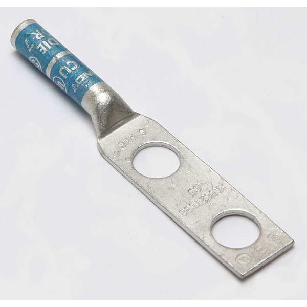 Conector de compresión de dos agujeros de Burndy, calibre 6 AWG, longitud: 3.22 pulgadas - YA6C2TC38