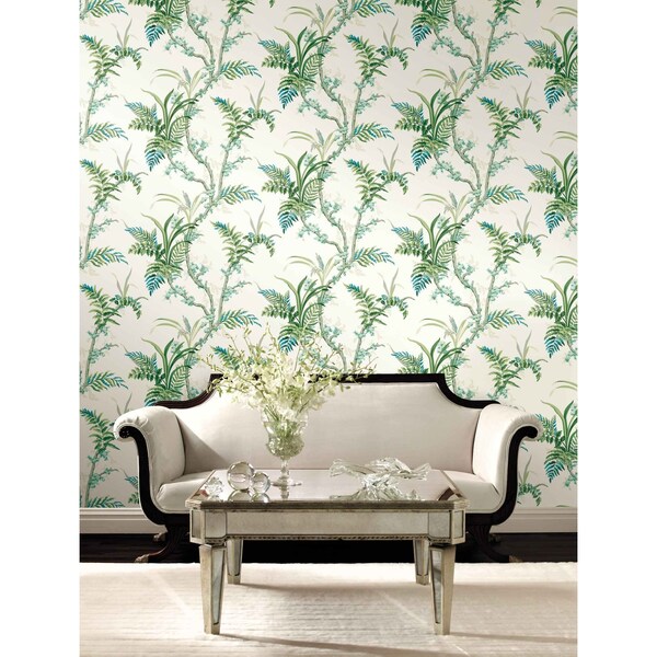 York Wallcoverings Enchanted Fern Blue and Green Wallpaper - GR5991