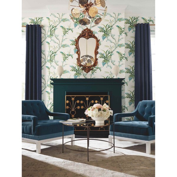 York Wallcoverings Enchanted Fern Blue and Green Wallpaper - GR5991