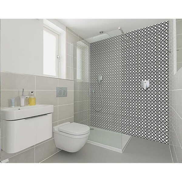 Homeroots 6 x 6 in. Black & White Dia Peel & Stick Removable Tiles - 399942