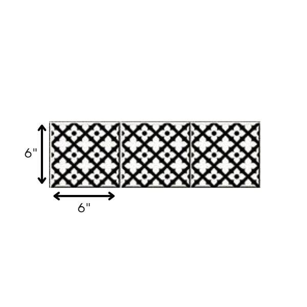 Homeroots 6 x 6 in. Black & White Dia Peel & Stick Removable Tiles - 399942