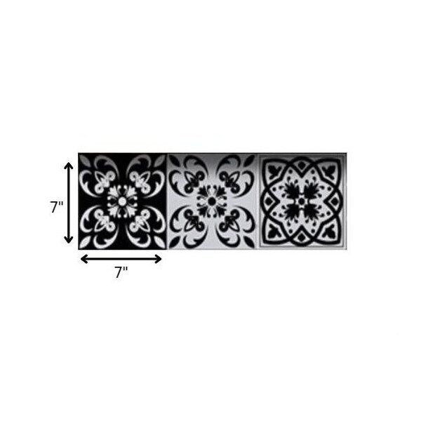 Homeroots 7 x 7 in. Black, White & Gray Mosaic Peel & Stick Tiles - 399873