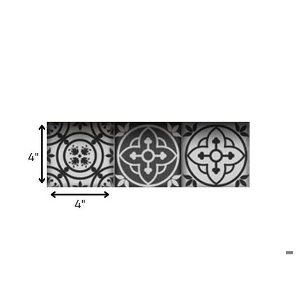 Homeroots 4 x 4 in. Gray & White Multi Peel & Stick Removable Tiles - 399885