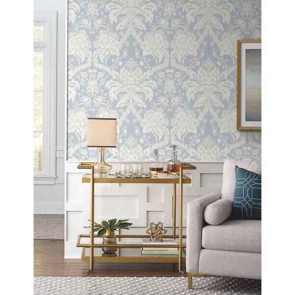 York Wallcoverings French Artichoke Dam Blue Wallpaper - DM4955