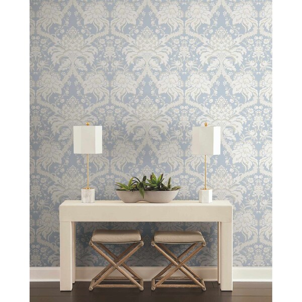 York Wallcoverings French Artichoke Dam Blue Wallpaper - DM4955