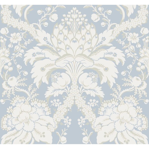 York Wallcoverings French Artichoke Dam Blue Wallpaper - DM4955