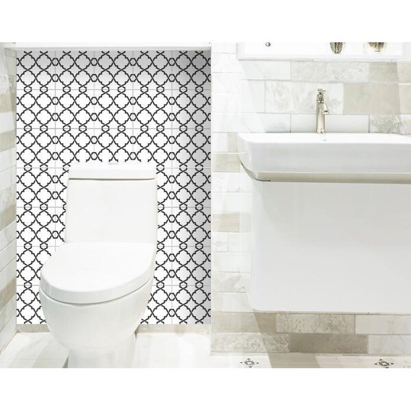 Homeroots 5 x 5 in. Black & White Prism Peel & Stick Removable Tiles - 399911