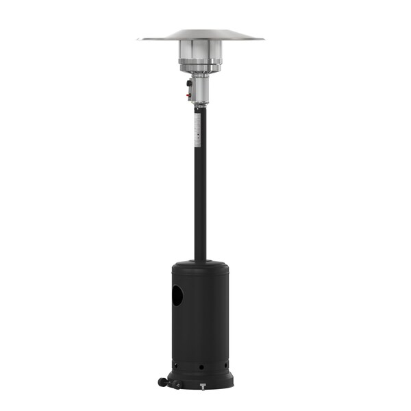 Flash Furniture Sol Patio Outdoor Heating-Black Stainless Steel 40,000 BTU Propane Heater w/Wheels, 7.5Ft Tall - NAN-HSS-AGH-BK-GG