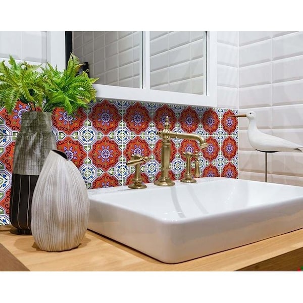 Homeroots 8 x 8 in. Sage Blue Terra Removable Peel & Stick Tiles - 400219