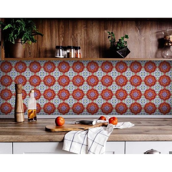 Homeroots 8 x 8 in. Sage Blue Terra Removable Peel & Stick Tiles - 400219