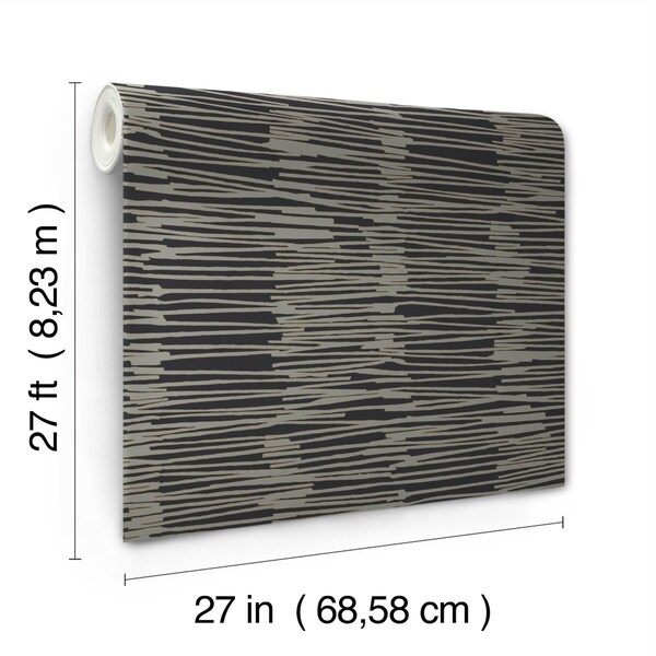 York Wallcoverings Water Reed Thatch Black and Gold Wallpaper - AG2095