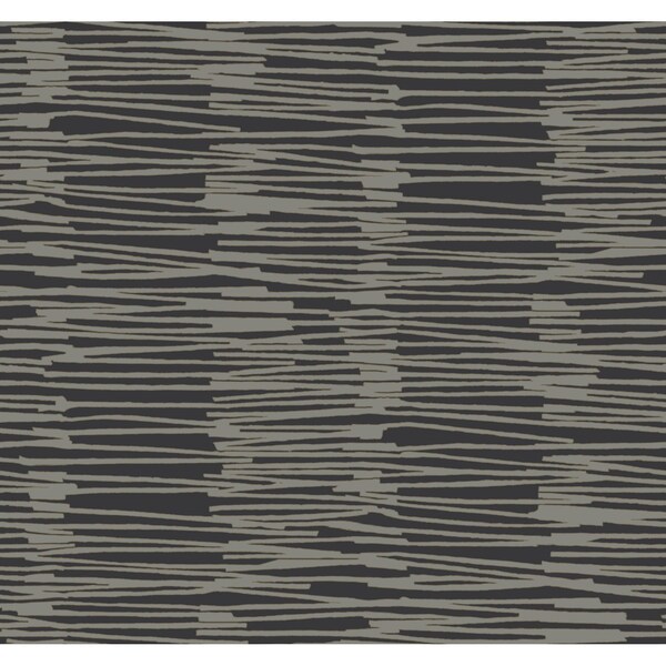York Wallcoverings Water Reed Thatch Black and Gold Wallpaper - AG2095