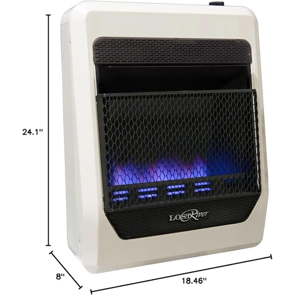 Lost River Natural Gas Ventless Blue Flame Gas Space Heater, 20,000 BTU, T-Stat Control - LRT20B-NG
