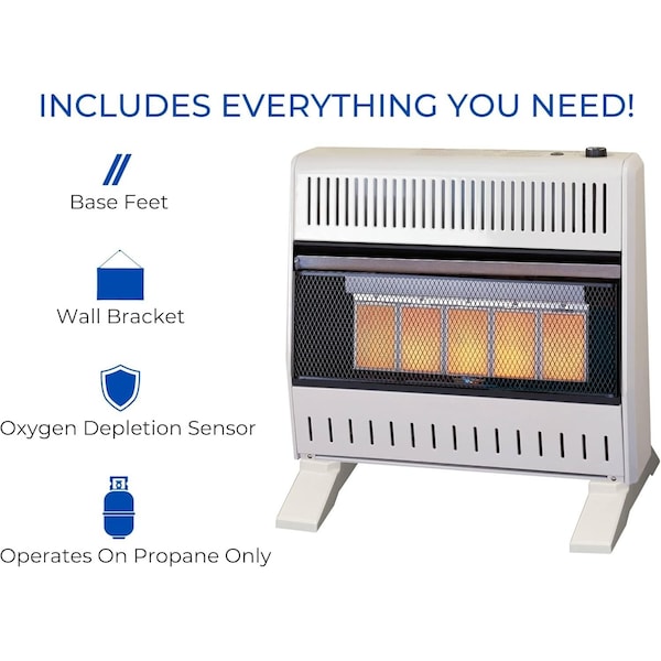Procom Heating Liquid Propane Ventless Infrared Plaque Heater with Base Feet, 25,000 BTU, T-Stat Control - ML250TPA-B