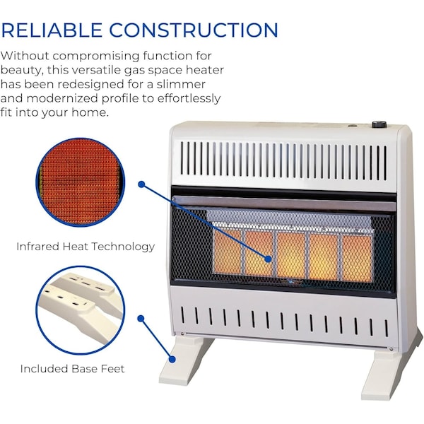 Procom Heating Liquid Propane Ventless Infrared Plaque Heater with Base Feet, 25,000 BTU, T-Stat Control - ML250TPA-B
