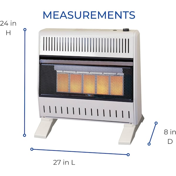 Procom Heating Liquid Propane Ventless Infrared Plaque Heater with Base Feet, 25,000 BTU, T-Stat Control - ML250TPA-B
