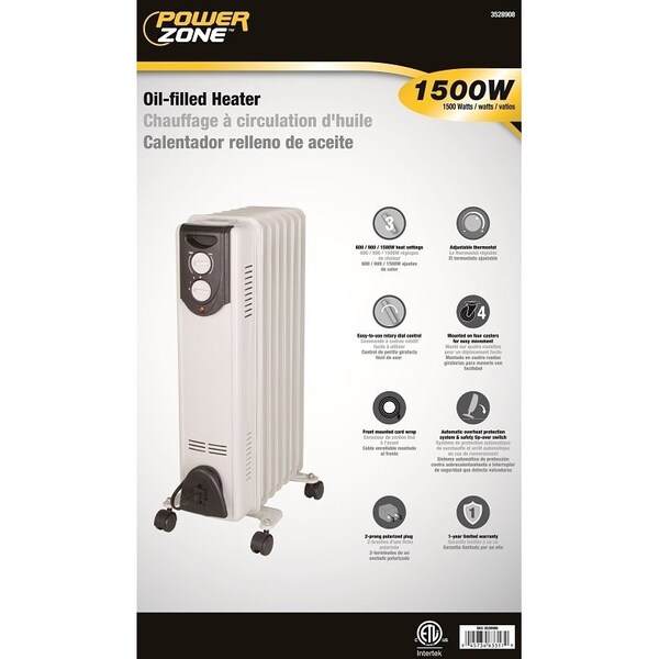 Powerzone PowerZone DF-150P9-7 Oil Filled Heater 600/900/1500W White - DF-150P9-7