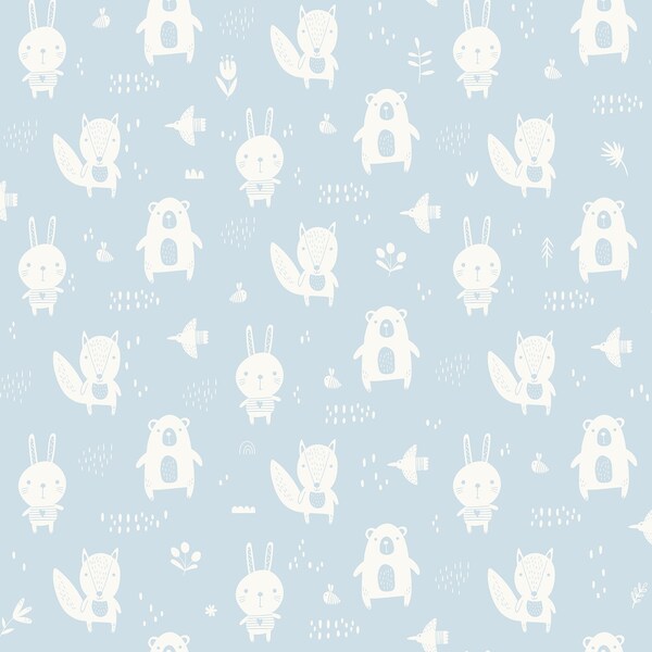 Manhattan Comfort Harrison Bitsy Sky Blue Woodland 33 ft L X 209 in W Wallpaper - BR4060-91311