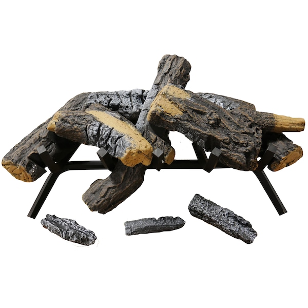 Cedar Ridge Hearth 24In. Decorative Realistic Fireplace Ceramic Wood Log Set - M - CRHWV24RP-D