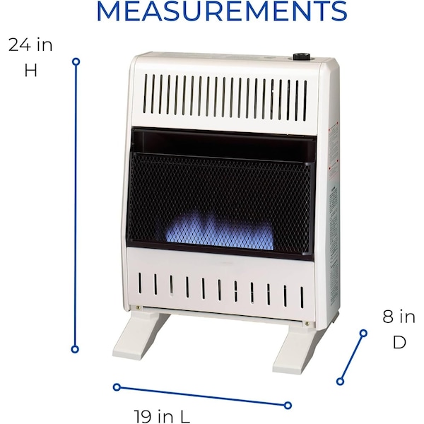 Procom Heating Liquid Propane Ventless Blue Flame Heater with Base Feet, 20,000 BTU, T-Stat Control - ML200TBA-B