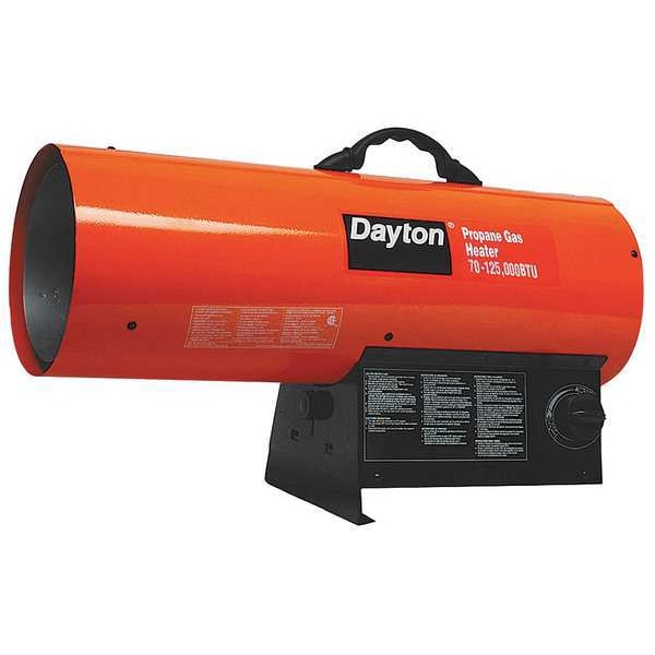 Dayton Portable Gas Torpedo Heater, Liquid Propane, Continuous Spark, 11 7/8 in Wx 25 1/2 in L - 3VE57