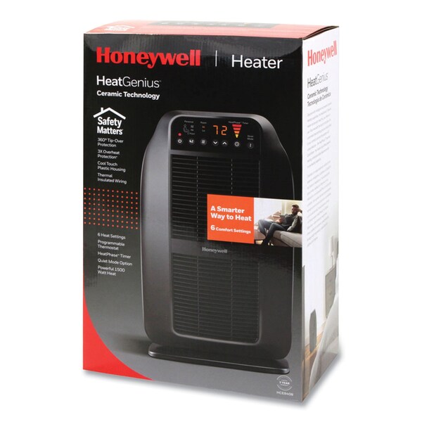Honeywell Heat Genius Ceramic Portable Heater, 1,575 W, 5.6 x 10.2 x 17.3, Black - HCE840B